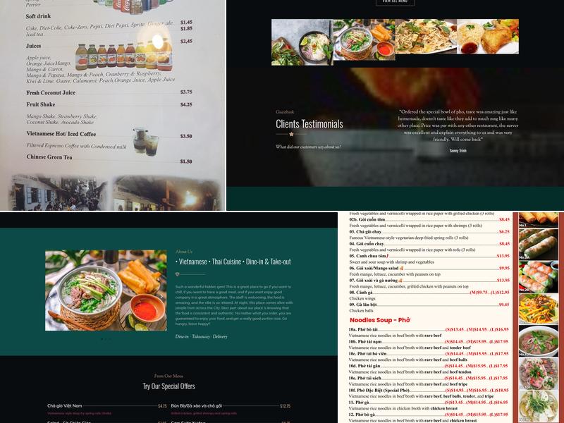 Green Mango Phở Menu