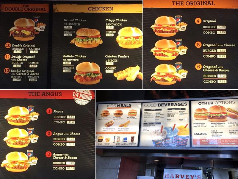 Harvey's Menu