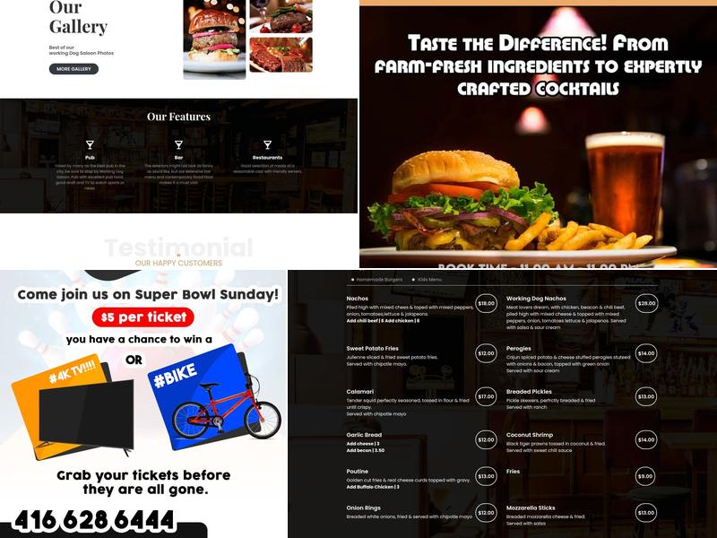 Working Dog Saloon Menu