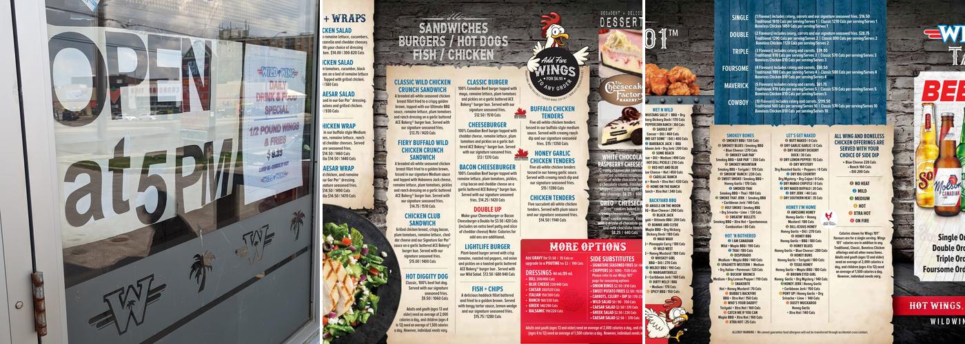 Wild Wing Menu