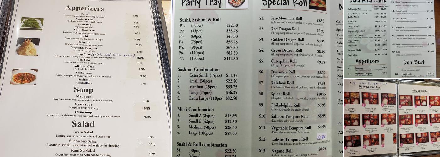 Sakura Sushi Menu