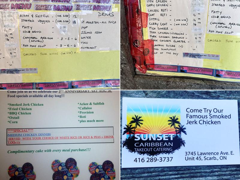 Sunset Caribbean Menu