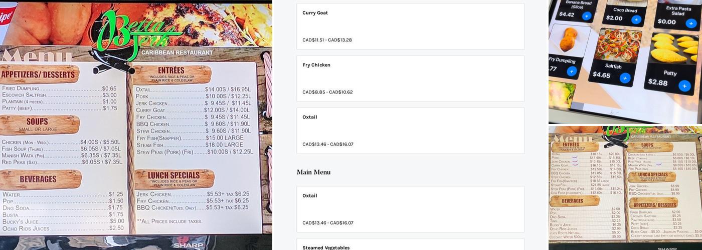 Betta Jerk Menu