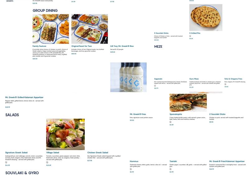Mr. Greek Menu