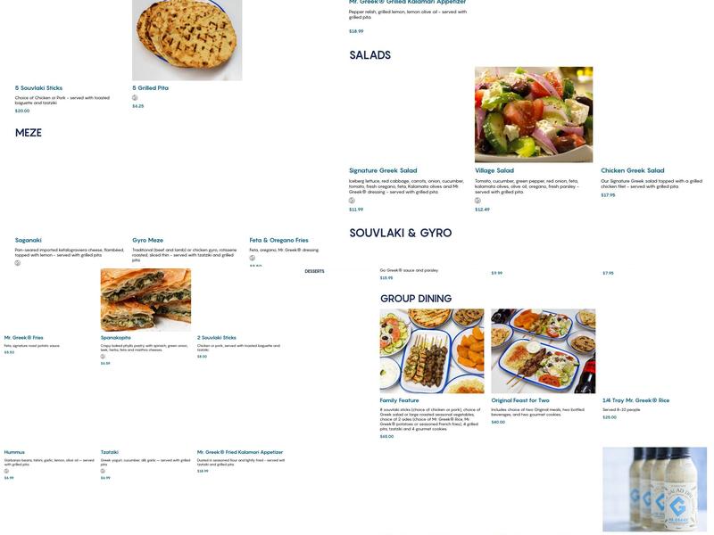 Mr. Greek Menu