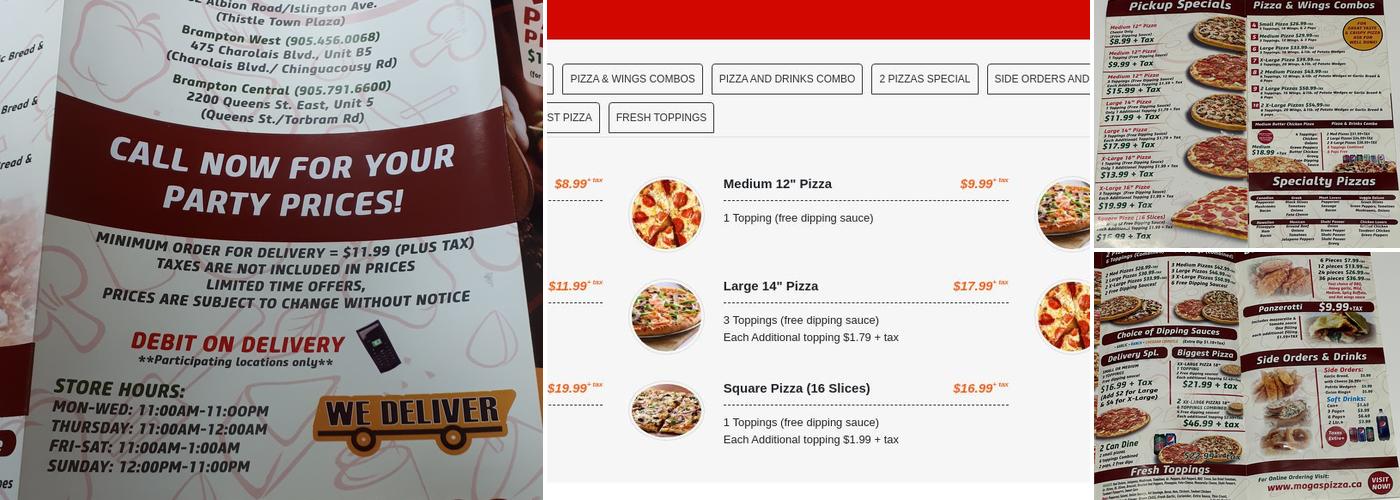 Moga's Pizza Menu