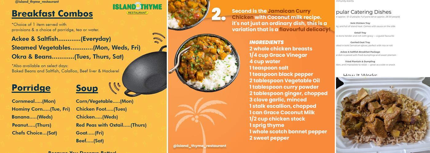 Island Thyme Restaurant (Westwood Square Mall) Menu