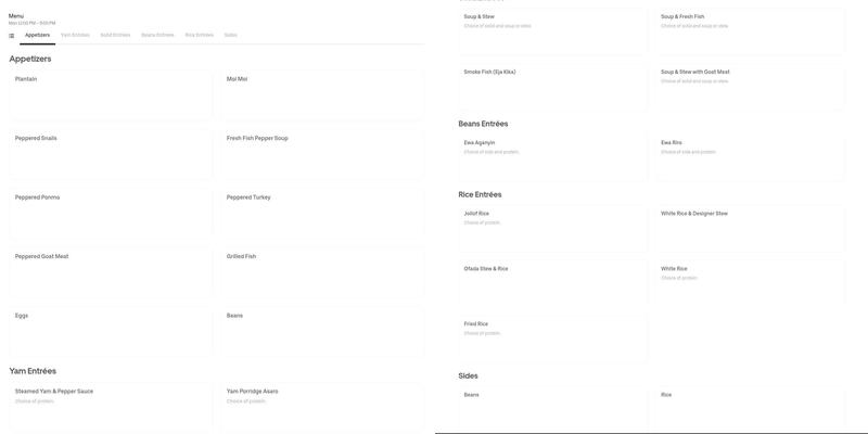 Stevag Restaurant Menu