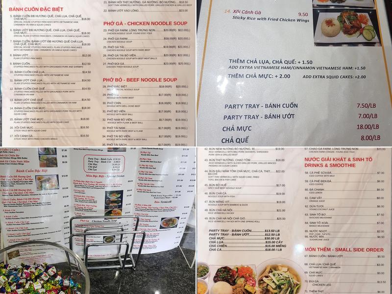 Banh Cuon Huong Que Menu