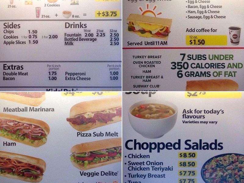 Subway Menu