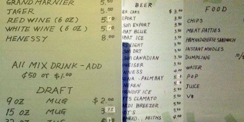 Tommy's Grill and Bar Menu