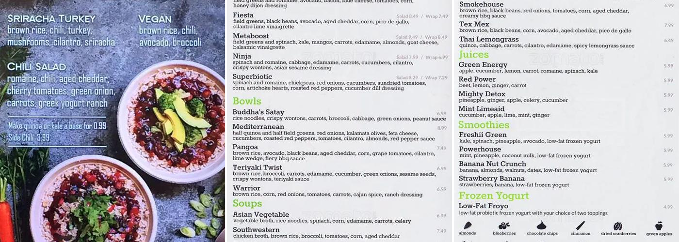 Freshii Menu
