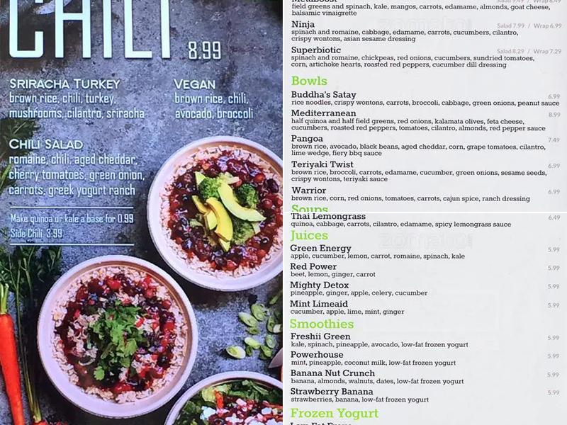 Freshii Menu