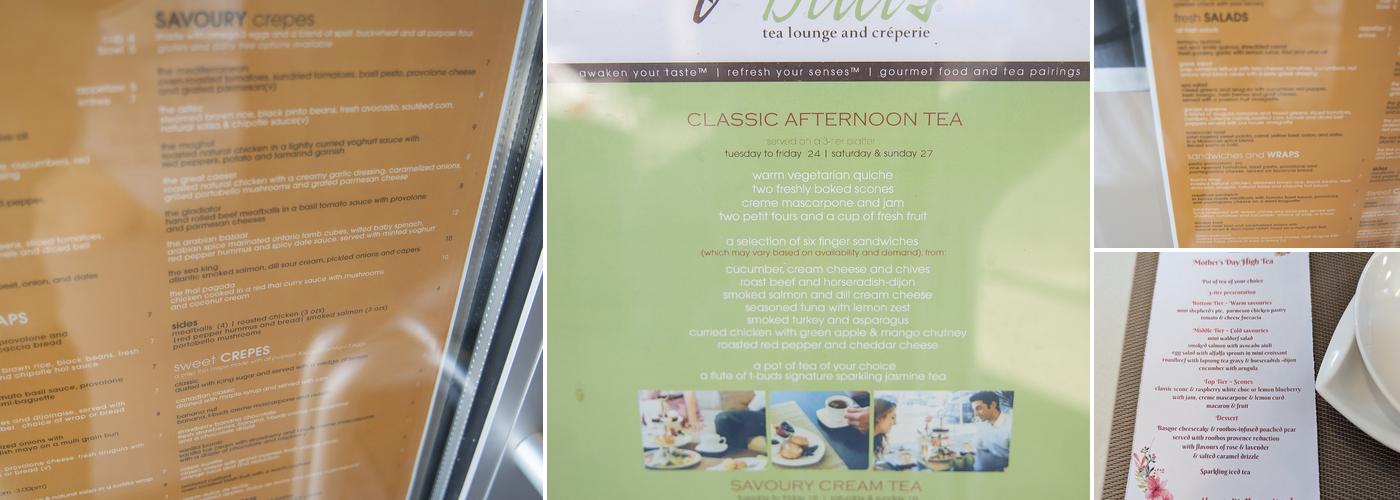 t-buds, Food & Tea Lounge in Toronto Menu