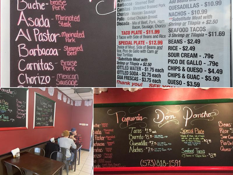 Taqueria Don Pancho Menu