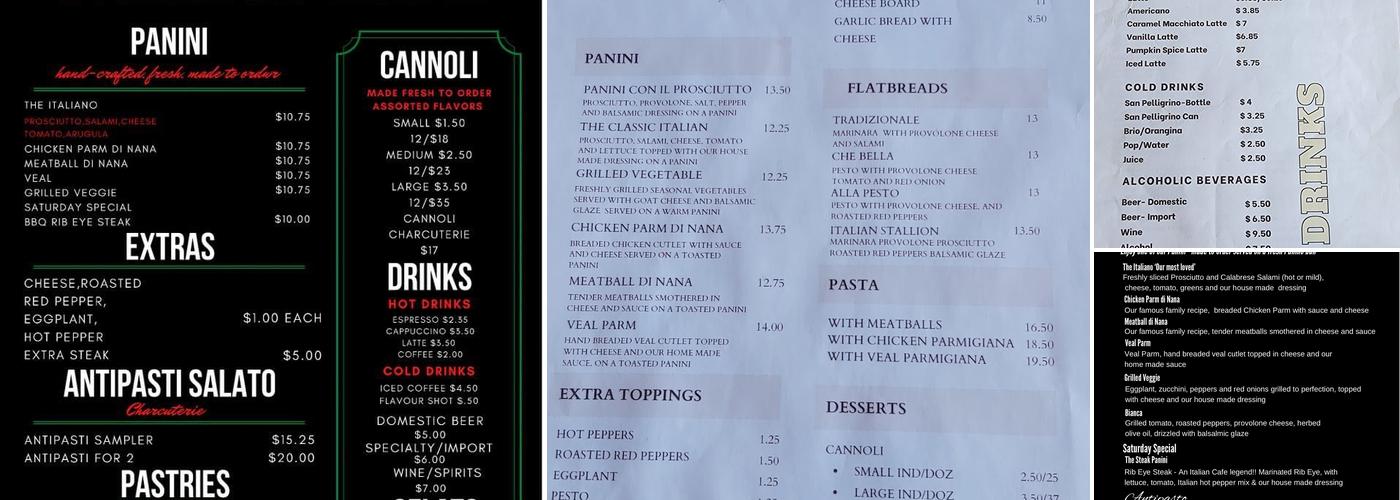 Italian Cafe Menu
