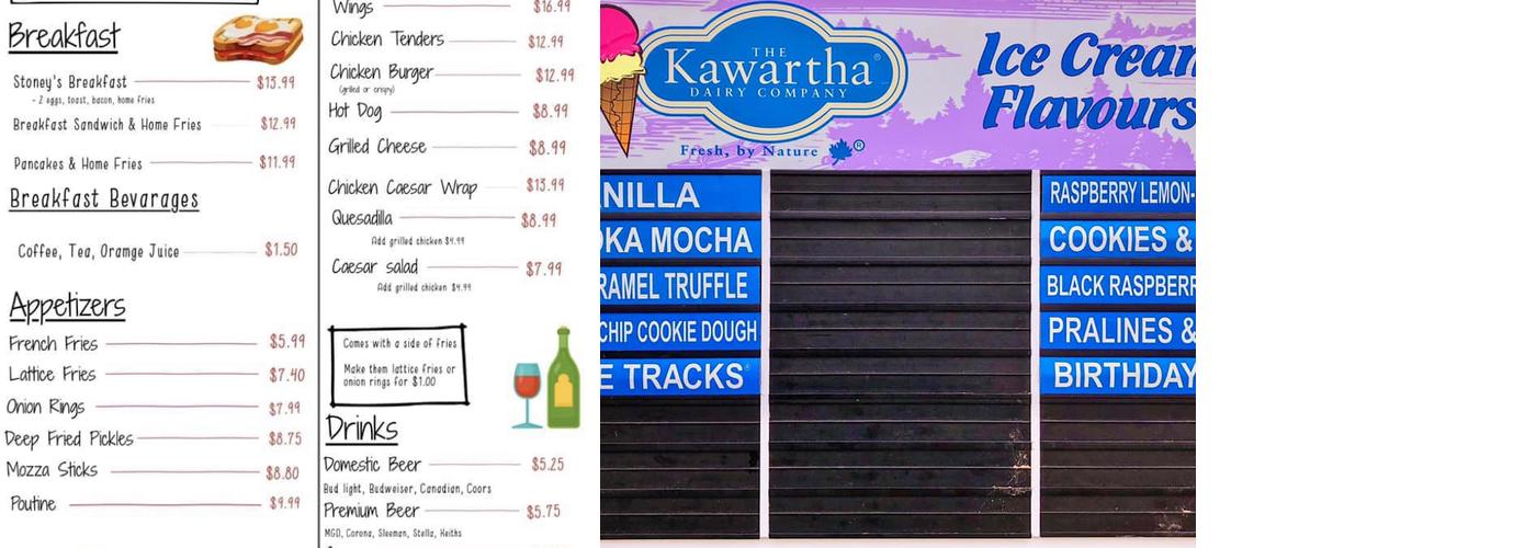 Stoney Point Marina Menu