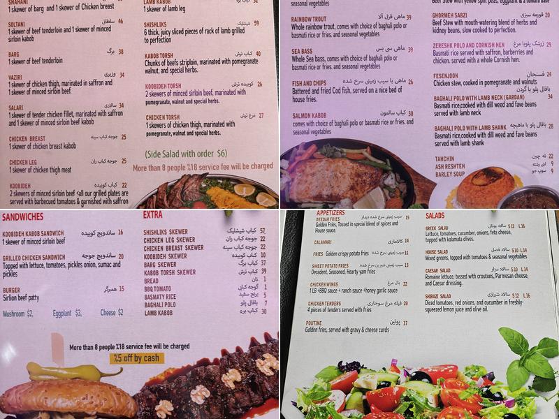 Deedar Persian Restaurantدیدار رستوران Menu