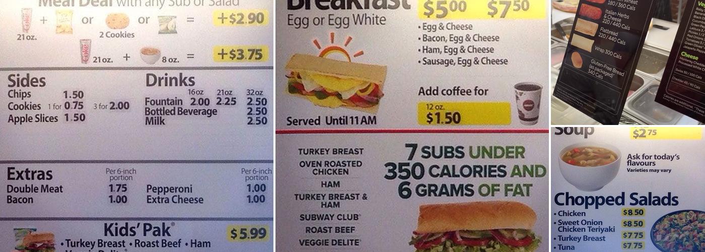 Subway Menu