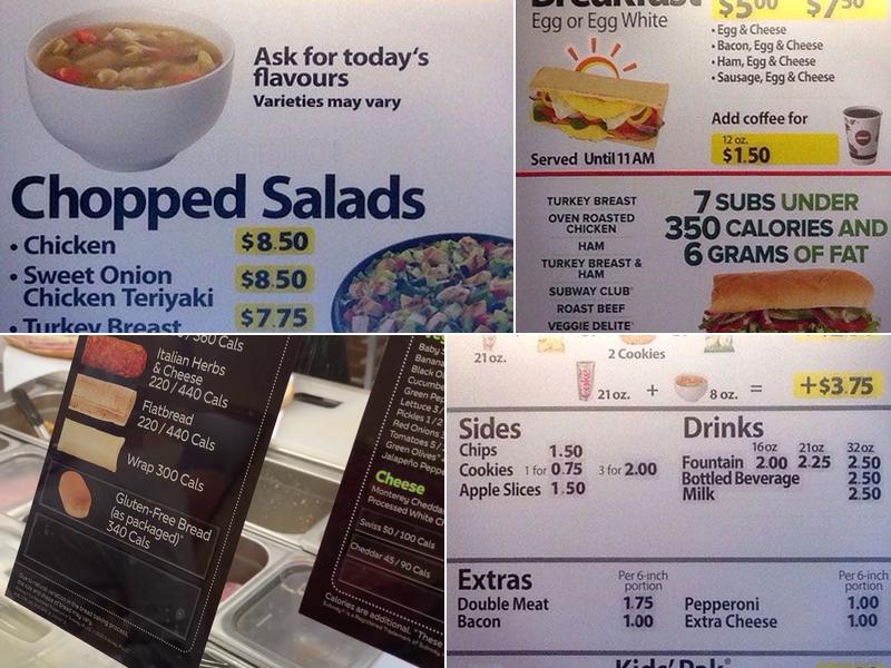 Subway Menu