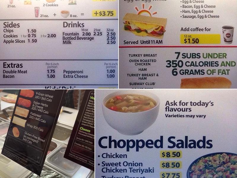 Subway Menu