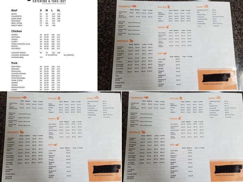Jakylynne's Catering and Take-out Menu