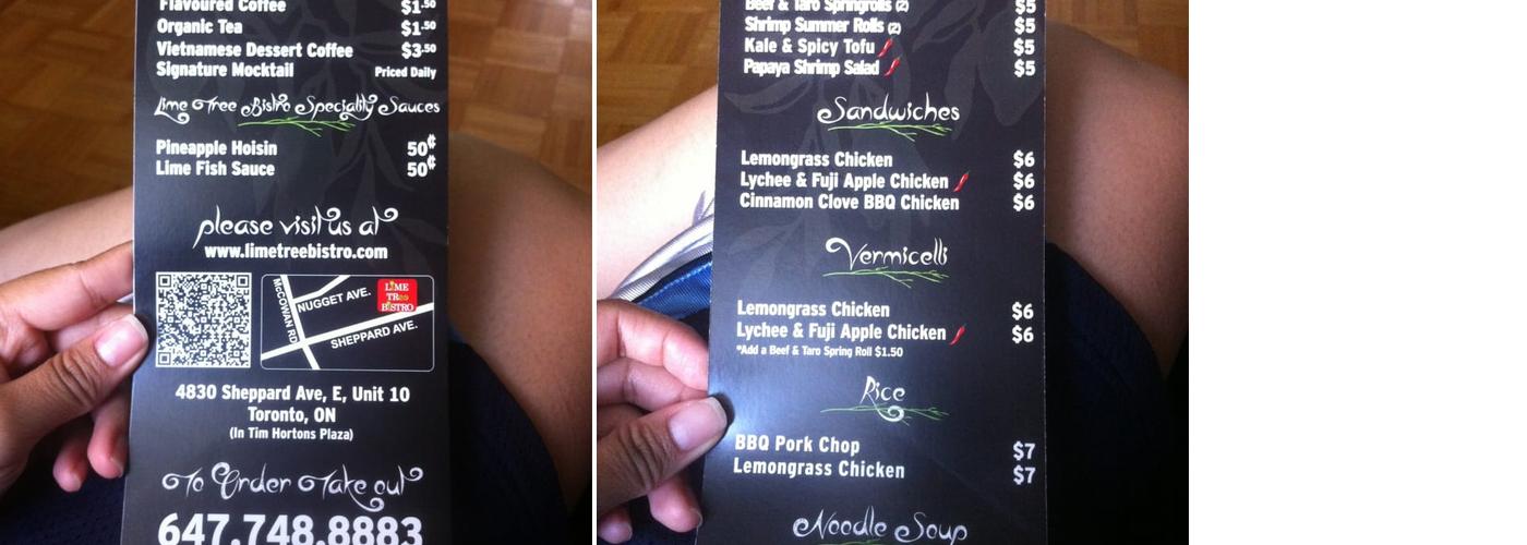 Lime Tree Bistro Menu