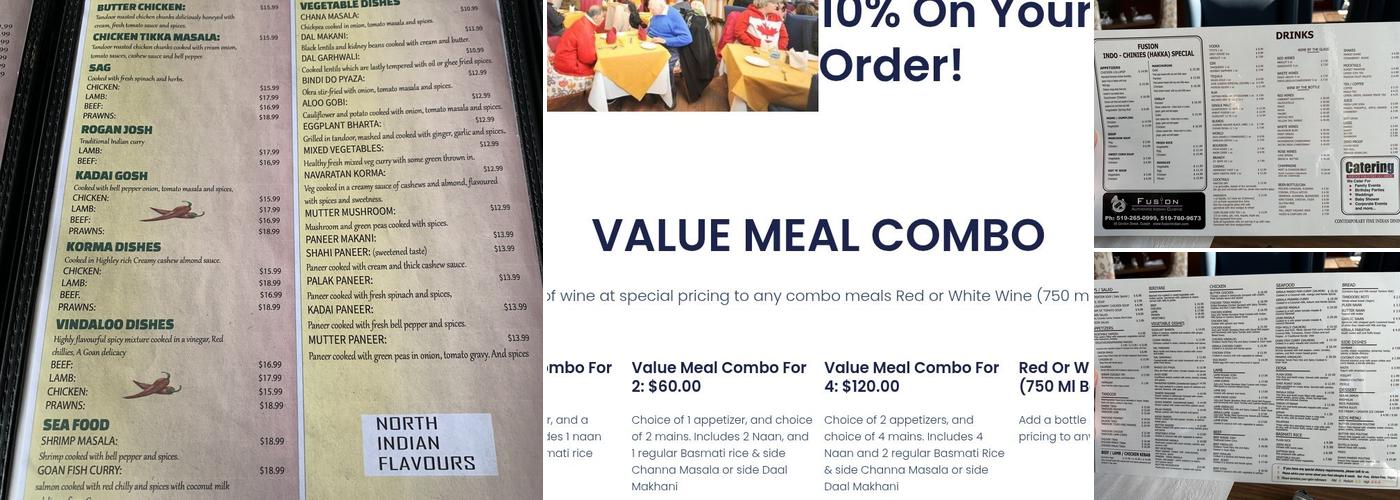 Fusion Authentic Indian Cuisine Menu