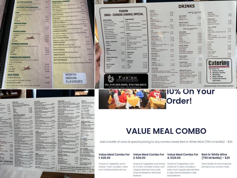 Fusion Authentic Indian Cuisine Menu