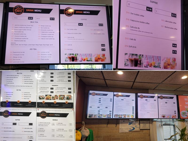 DEN Bubble Tea - Banh Mi - Pho Menu
