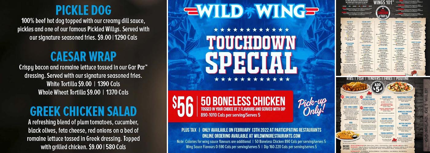 Wild Wing Menu