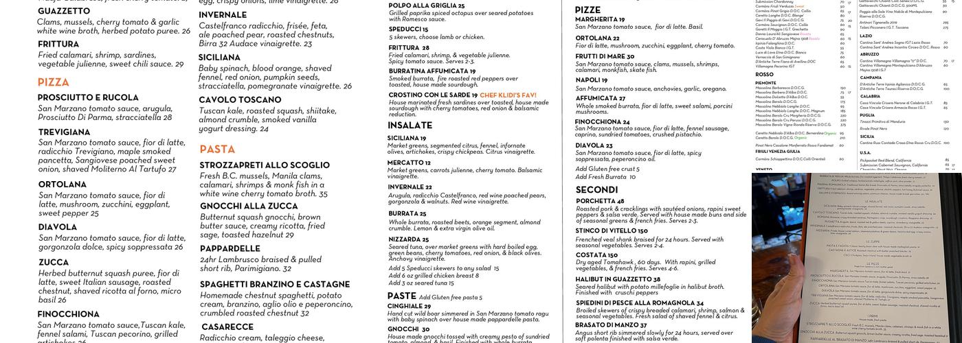 Speducci Mercatto Menu