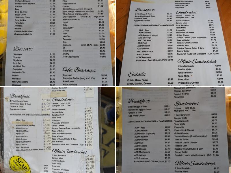 Seara Bakery Menu