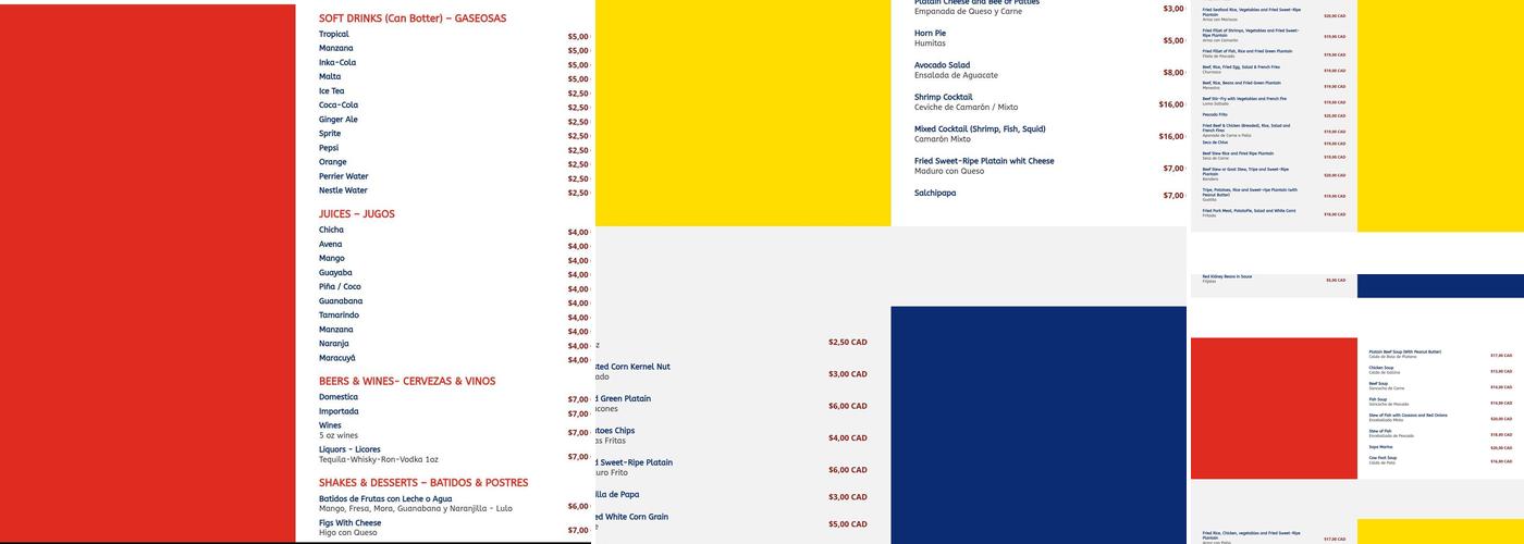 El-Tipico-Ecuatoriano Menu