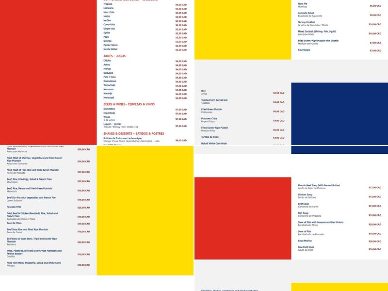 El-Tipico-Ecuatoriano Menu