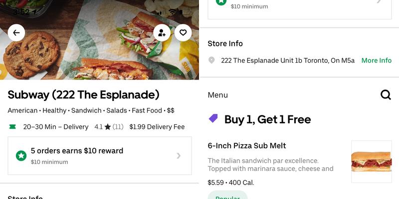 Subway Menu
