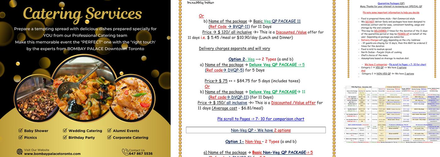 Bombay Palace Downtown Toronto - BP Tiffin Menu