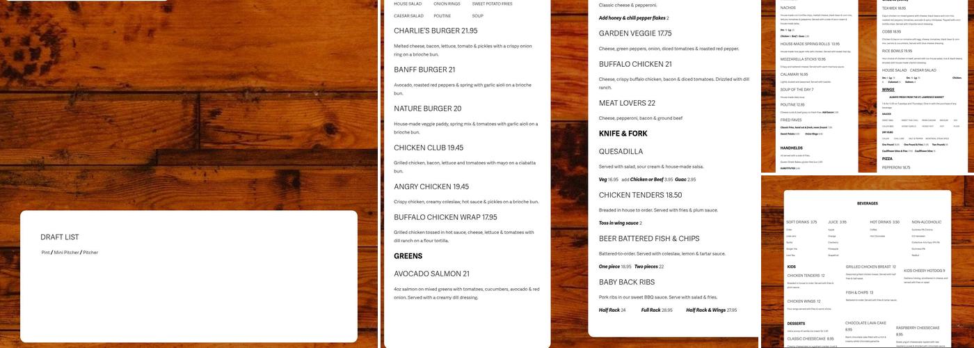 Lima Charlie’s Menu