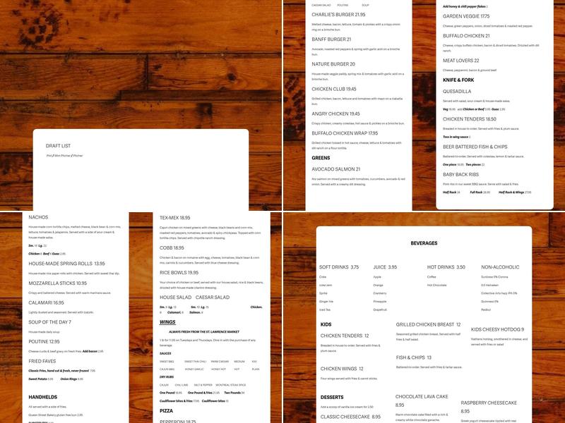 Lima Charlie’s Menu