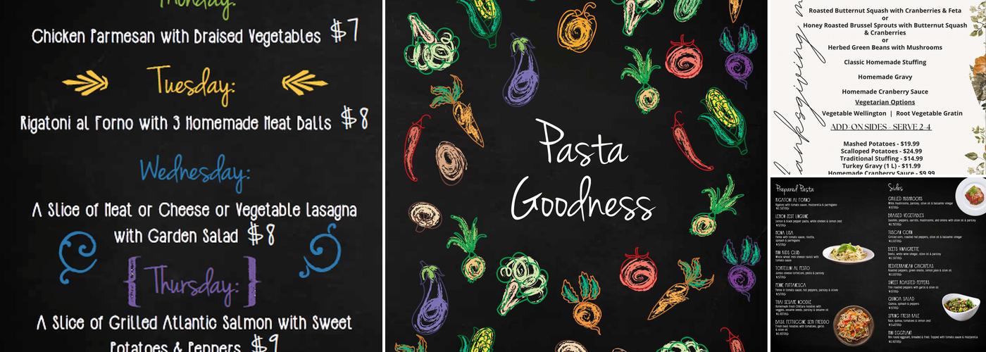 Pasta Goodness Menu