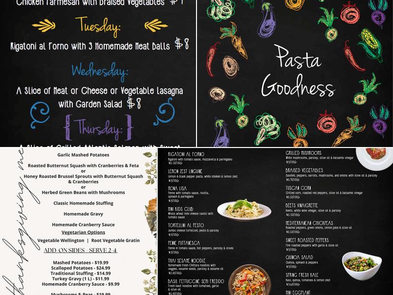 Pasta Goodness Menu