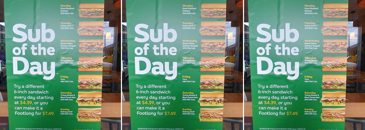 Subway Menu
