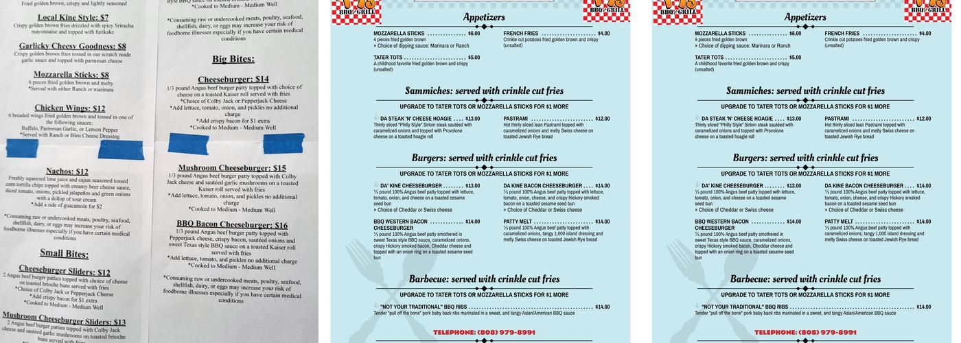 TY's BBQ and Grill Menu