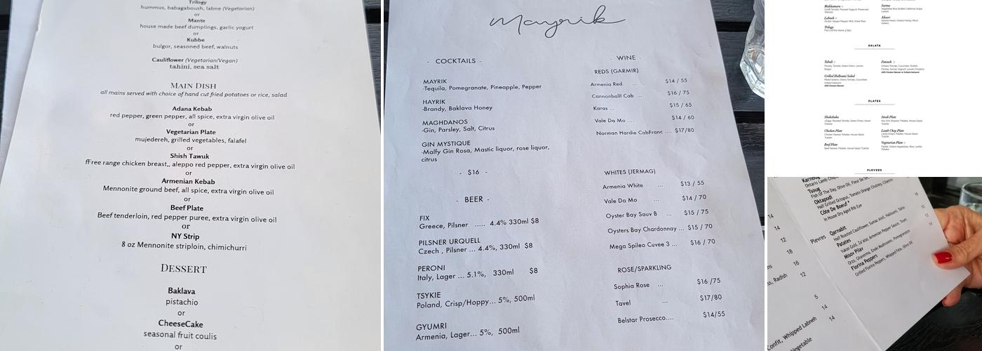 Mayrik Menu