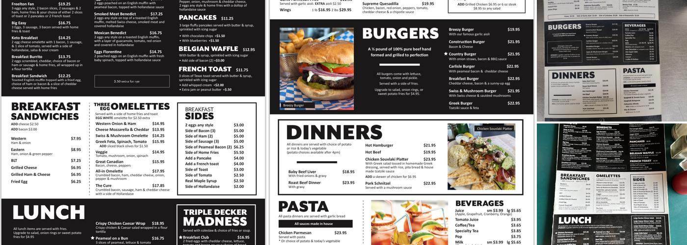 Breezy Corners Freelton Menu