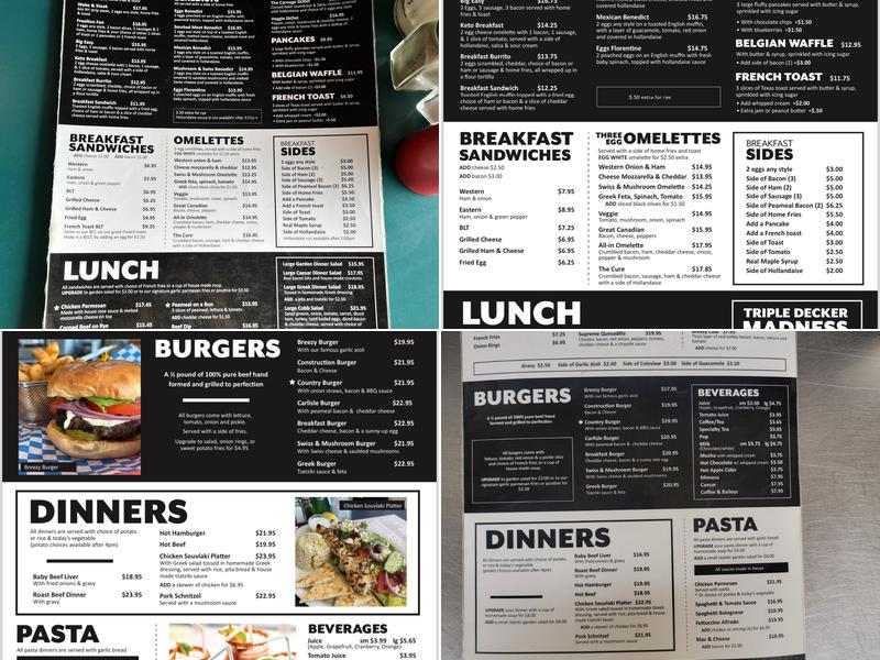 Breezy Corners Freelton Menu