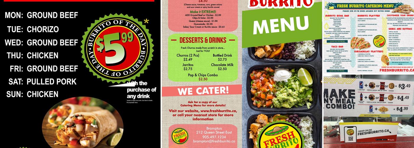 Fresh Burrito Menu