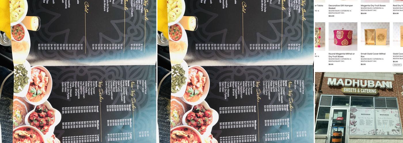 Madhubani - Catering and Restaurant Inc. Menu