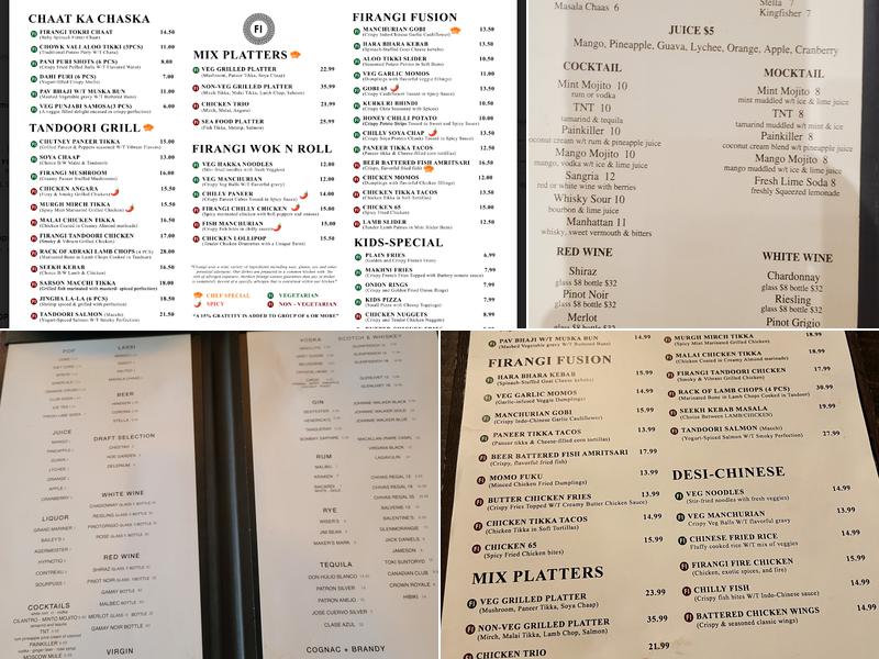 Firangi Indian Restaurant & Bar Menu