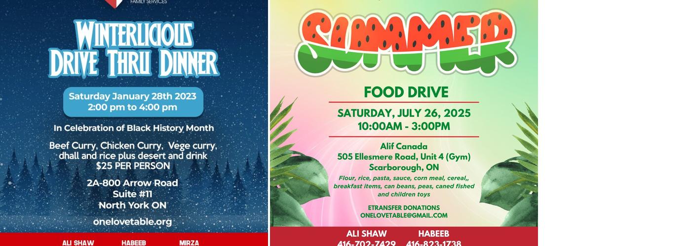 One Love Family Services Menu